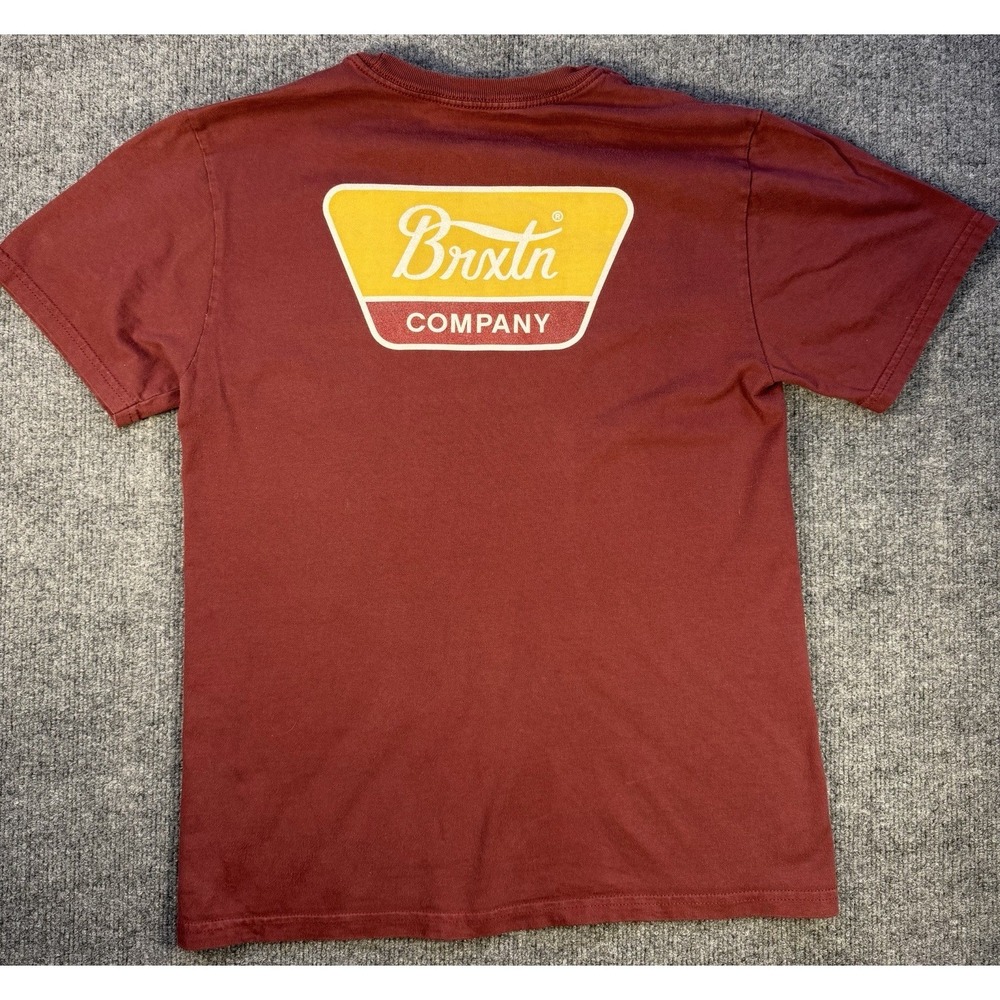Brixton Company Linwood Double Sided T Shirt Unisex Burgundy Size Small